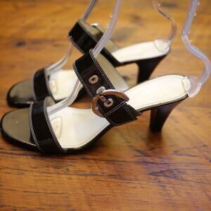 AK ANN KLEIN iFlex Akberlynn Bronze Leather Strappy Dress Pumps Sandals 10M 41
